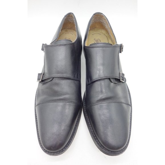 Florsheim Black Leather Cap Toe Double Buckle Monk Strap Loafers Shoes Mens 12 D main image 7